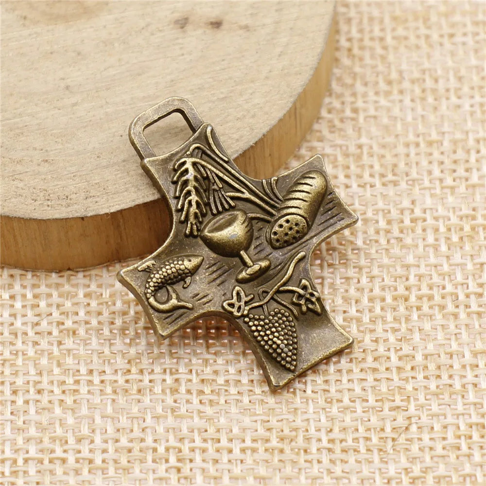 34x26mm 5.4g Multicolor Zinc Alloy Food Cross Charm Pendant for DIY Necklace Bracelet Jewelry Making