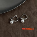Sweet Cool Style Copper Round Geometric Irregular Pearl Stud Earrings For Women