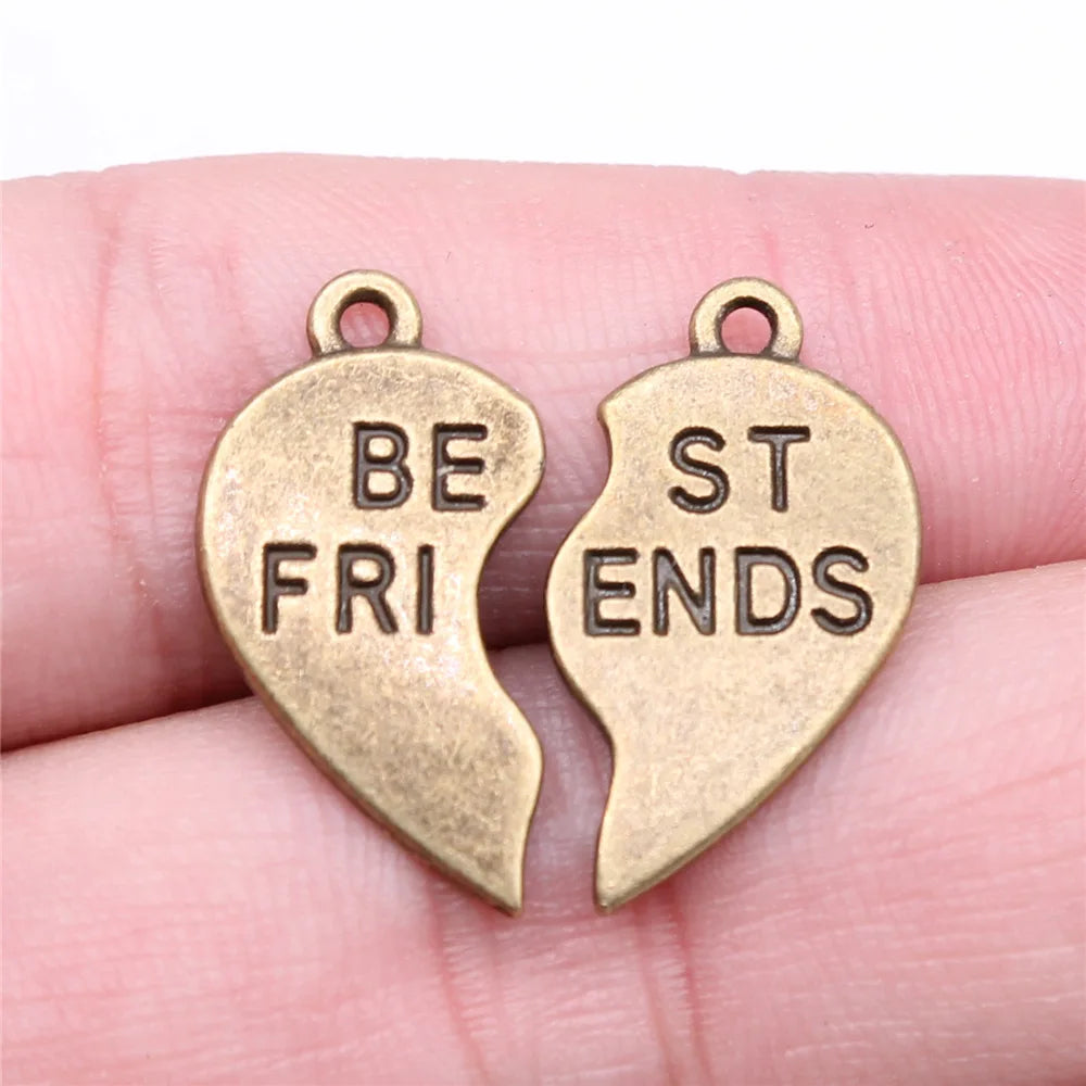 23x22mm 3g Multicolor Zinc Alloy Best Friends Puzzle Heart Charm Pendant for DIY Jewelry Making