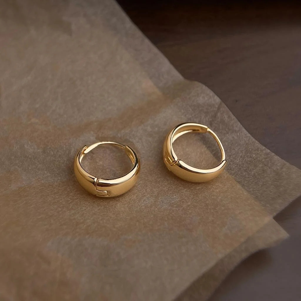 Light Luxury Copper Plated U Shape Geometric Round Hoop Earrings For Women