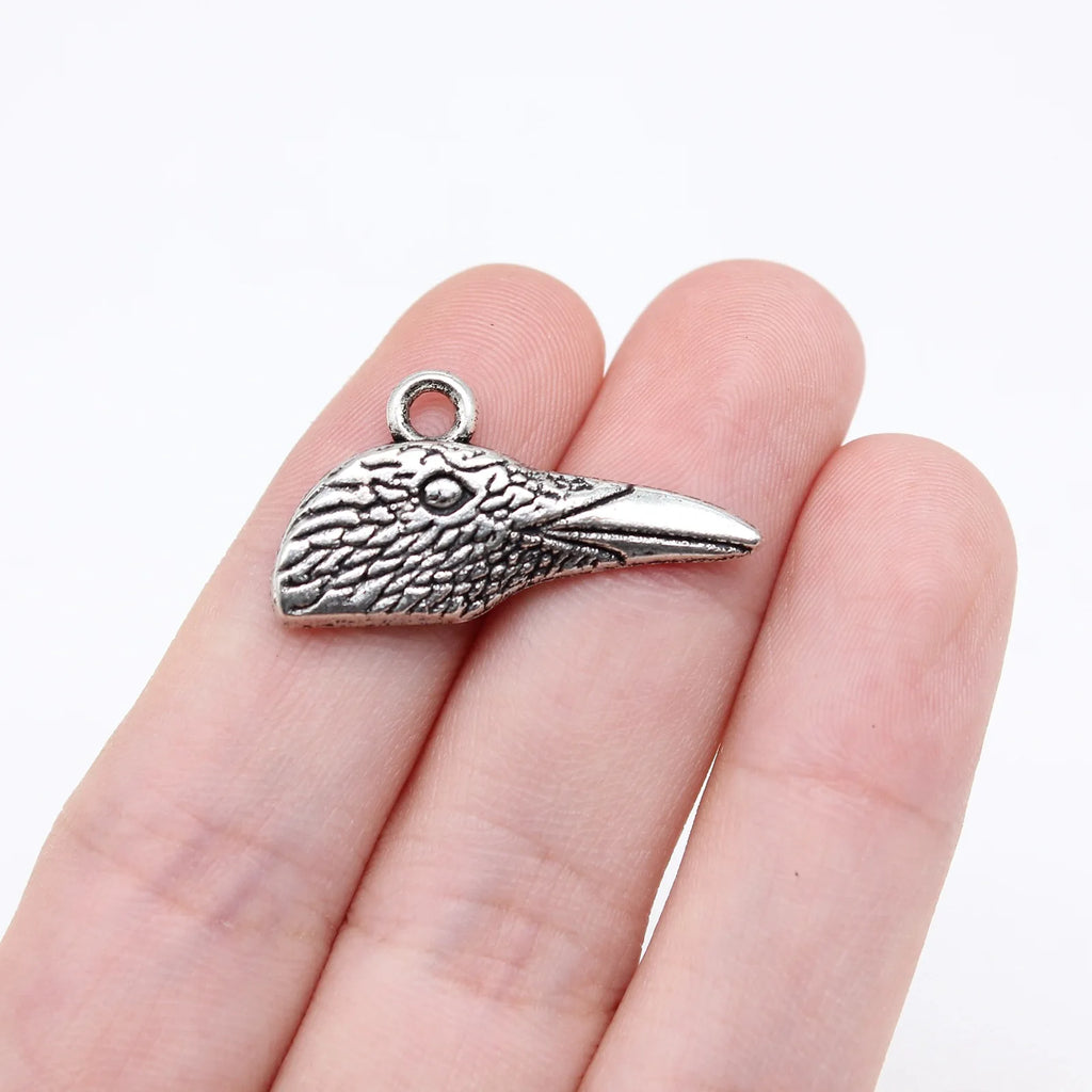 14x28mm 1.6g Antique Silver Zinc Alloy Bird Head Charm Pendant for Necklace Bracelet DIY Jewelry Making