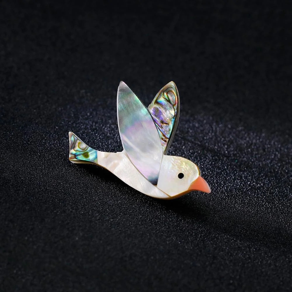 Elegant Abalone Shell Mother Of Pearl Bird Brooch, Cute Animal Lapel Pin Corsage Suit Accessory Gift