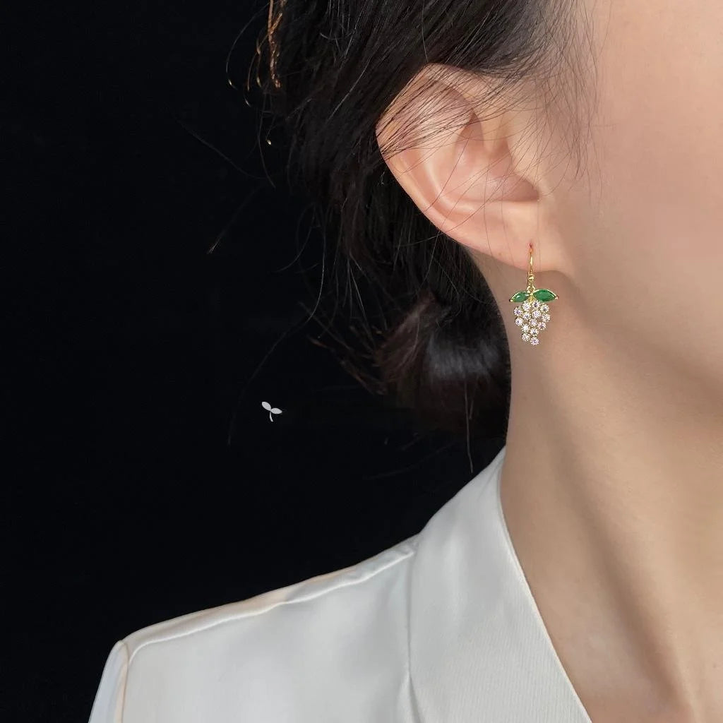 Light Luxury Purple Grape Zircon Micro Pave Copper Drop Earrings For Women Summer Jewelry