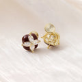Vintage Red Enamel Flower Zircon Swirl Stud & Clip On No Piercing Luxury Women Earrings