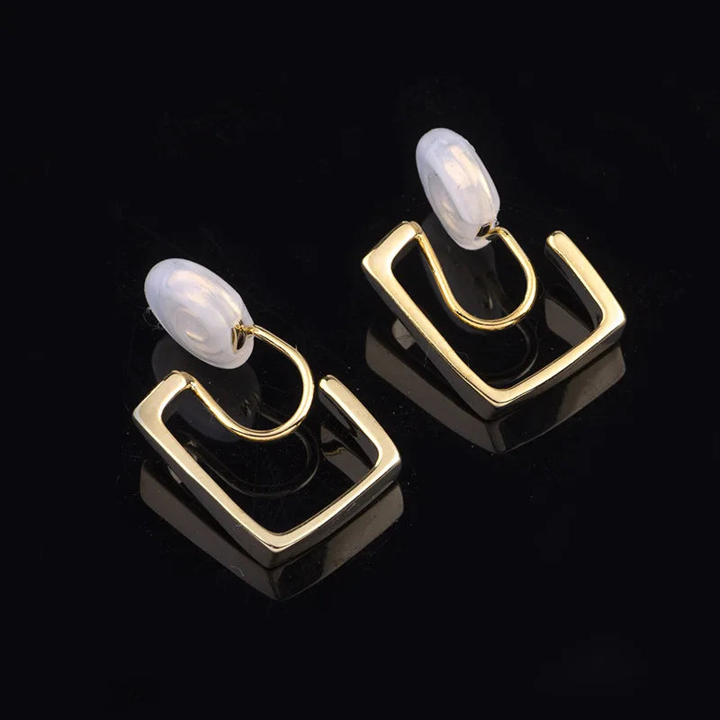 Elegant Gold Alloy Spiral Coil Geometric Stud & Clip On No Piercing Minimalist Metal Earrings