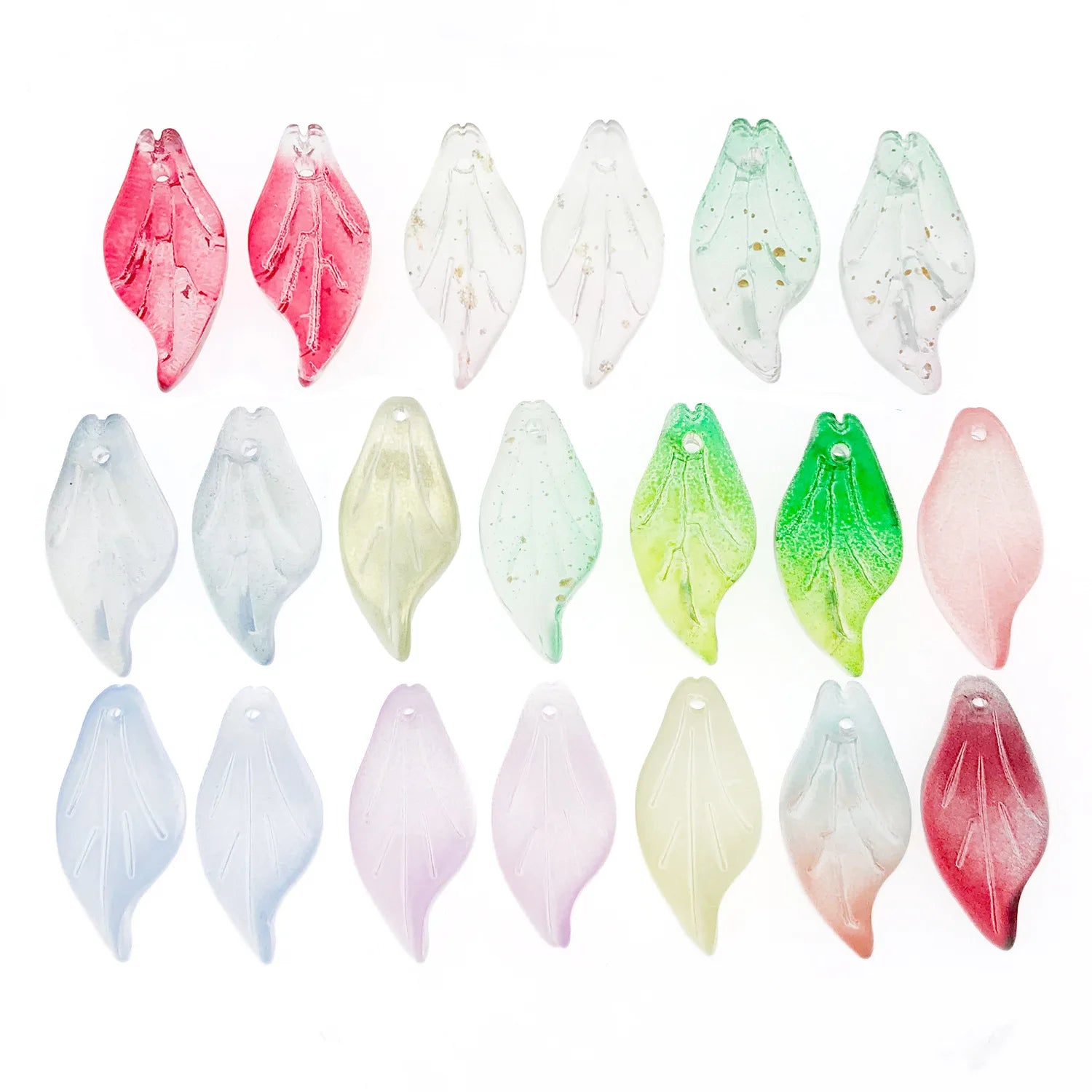 Colorful Glass Leaf Bead Charm Pendant for DIY Earrings Necklace Keychain Jewelry Making