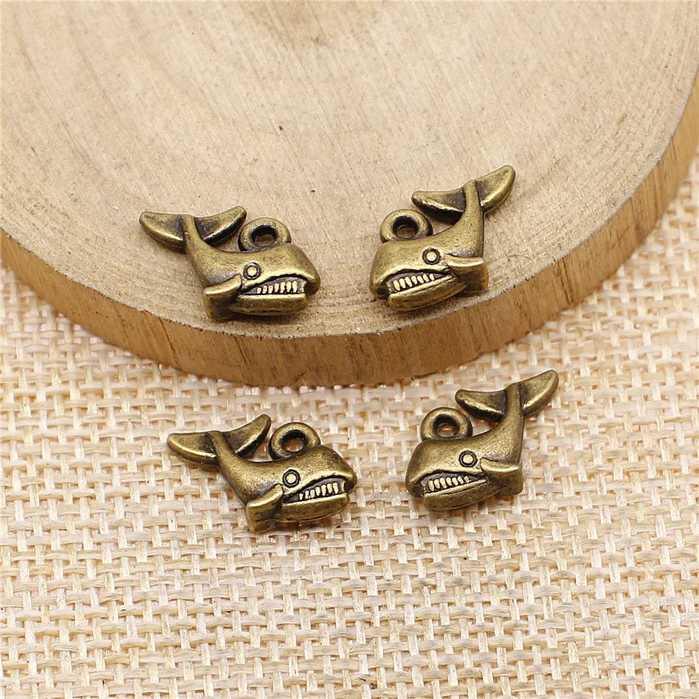 15x10mm 1.2g Multicolor Zinc Alloy Shark Charm Pendant for DIY Ocean Theme Jewelry Making