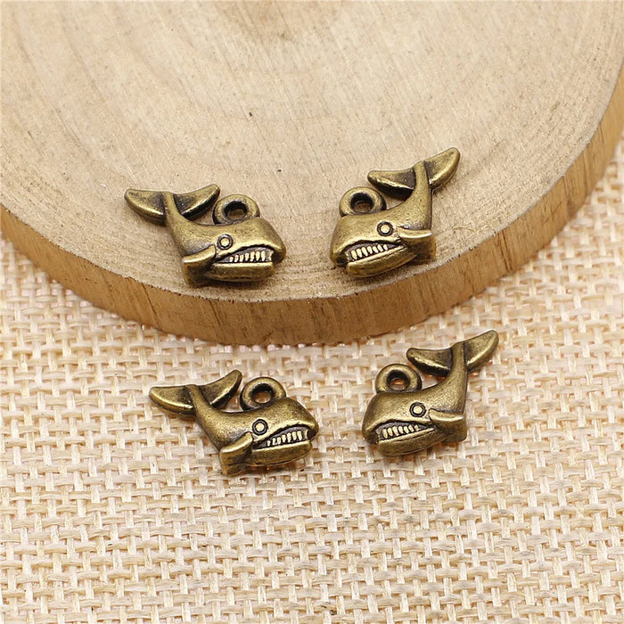 15x10mm 1.2g Multicolor Zinc Alloy Shark Charm Pendant for DIY Ocean Theme Jewelry Making