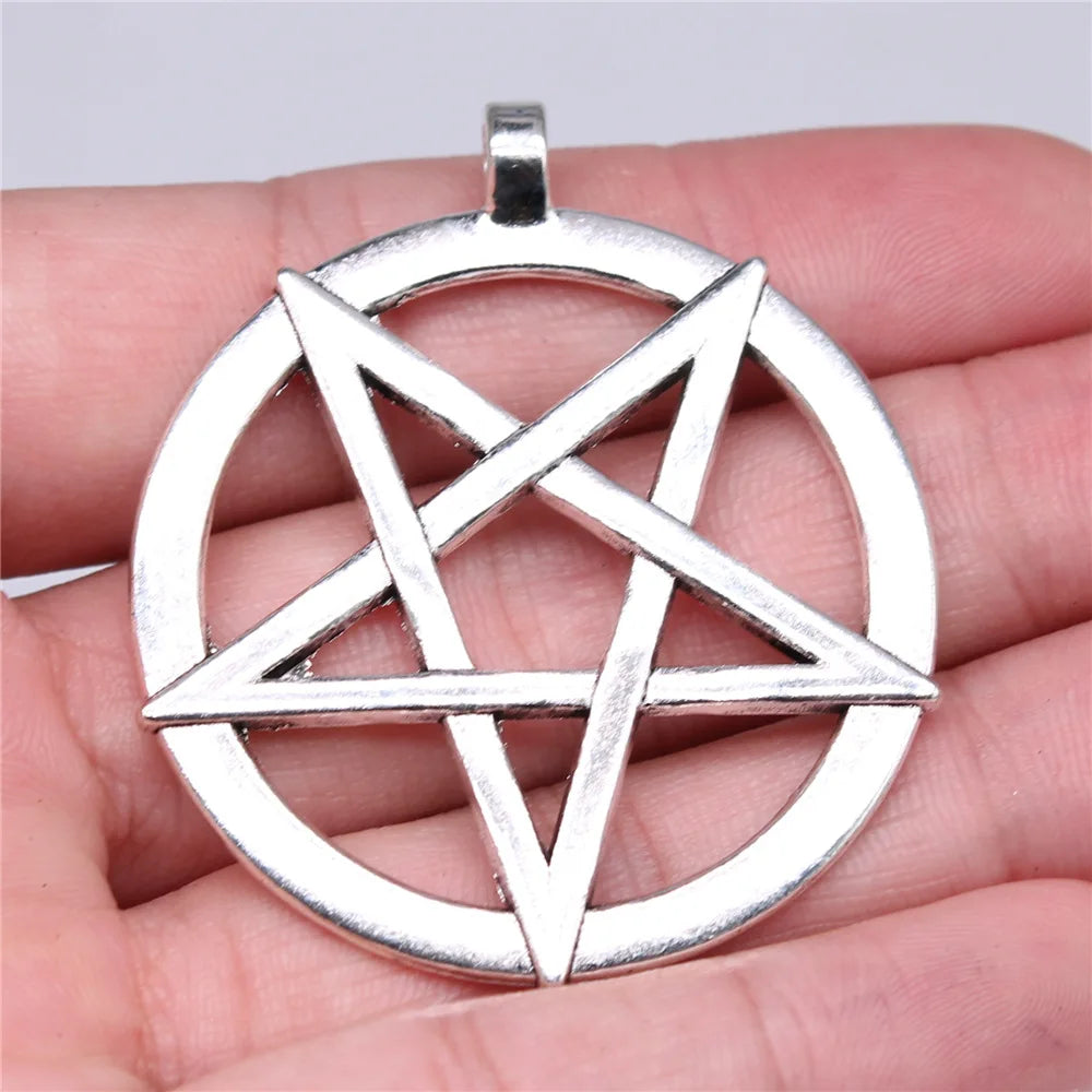 51x44mm 13.55g Zinc Alloy Inverted Five Point Star Charm Pendant for Gothic Necklace Bracelet DIY Jewelry