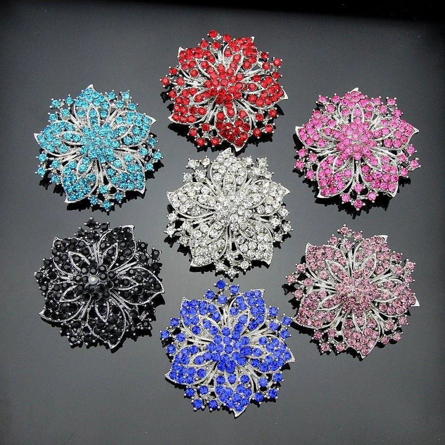 Luxury Full Rhinestone Crystal Bauhinia Flower Brooch, Alloy Lapel Pin Corsage For Women Suit Accessory