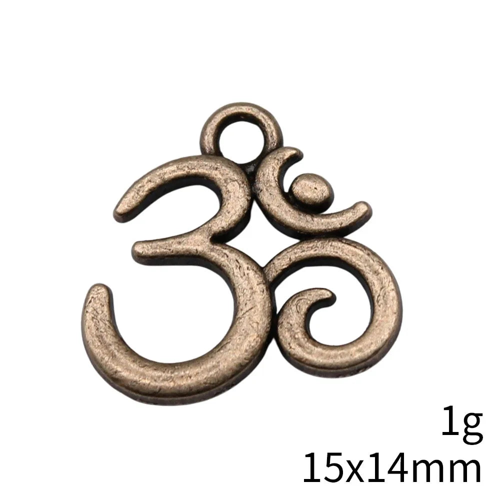 15x14mm 1g Multicolor Zinc Alloy OM Symbol Charm Pendant for DIY Bracelet Necklace Jewelry Making