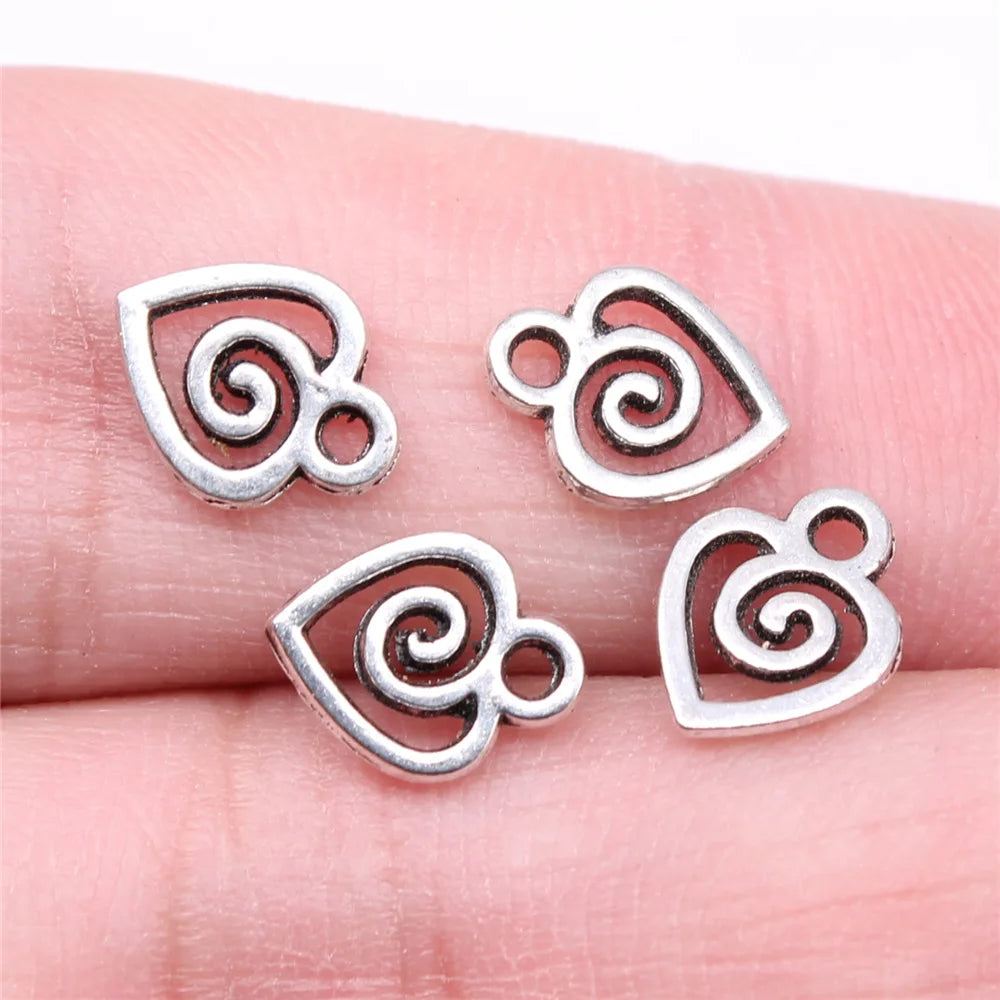 10x7mm 0.24g Multicolor Zinc Alloy Swirl Heart Charm Pendant for DIY Bracelet Necklace Making