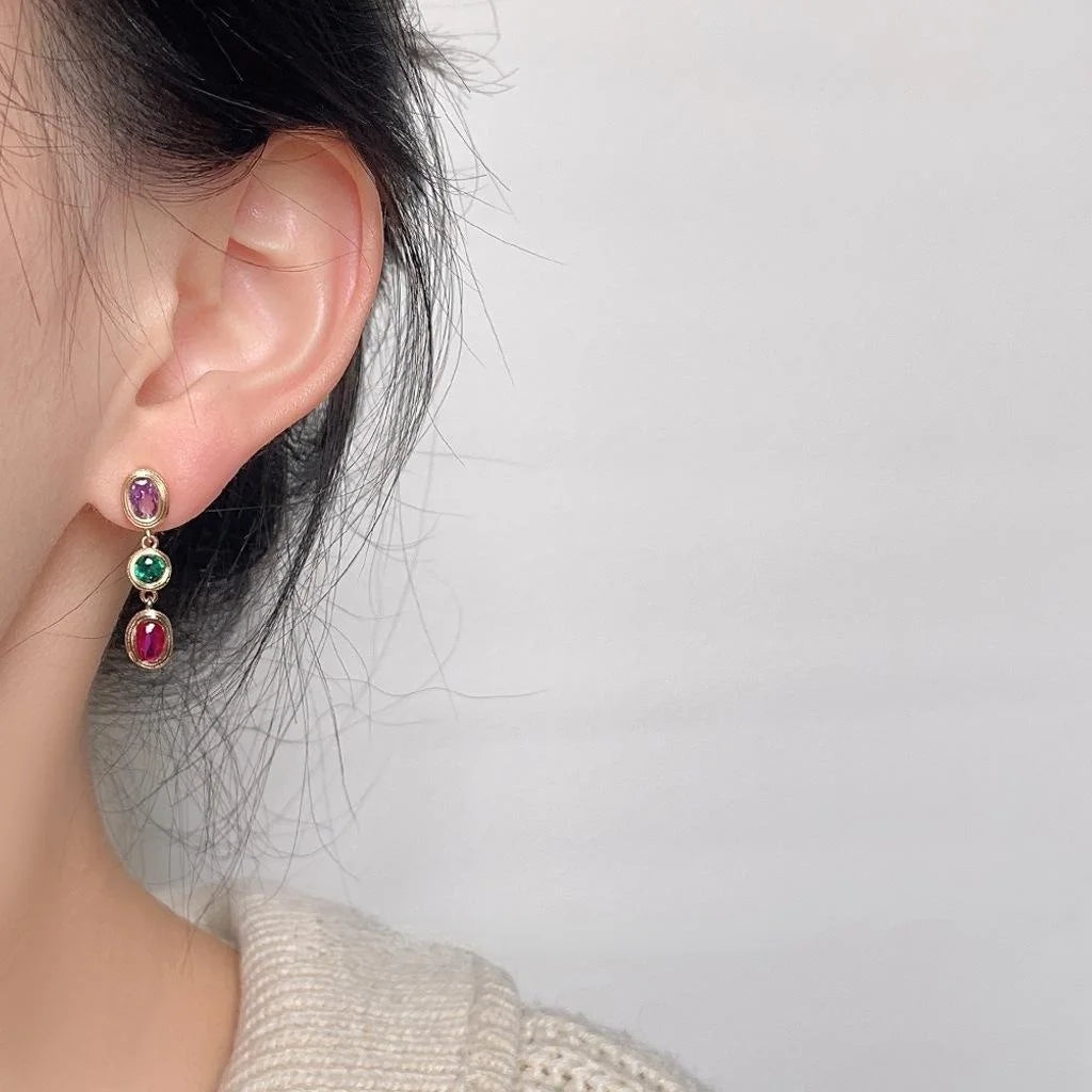 Sweet Luxury Geometric Tassel Drop Earrings Micro Pave Zircon Copper Alloy
