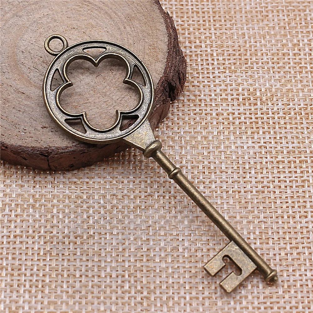 75x25mm 5g Multicolor Zinc Alloy Flower Key Charm Pendant for DIY Necklace Bracelet Jewelry Making