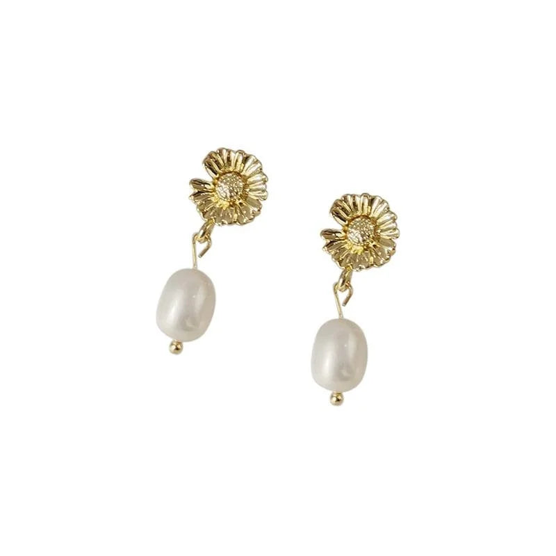 Natural Freshwater Pearl Geometric Vintage Handmade Drop Earrings For Women