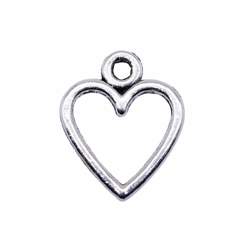 14x12mm 0.35g Multicolor Zinc Alloy Hollow Heart Charm Pendant for DIY Bracelet Necklace Making
