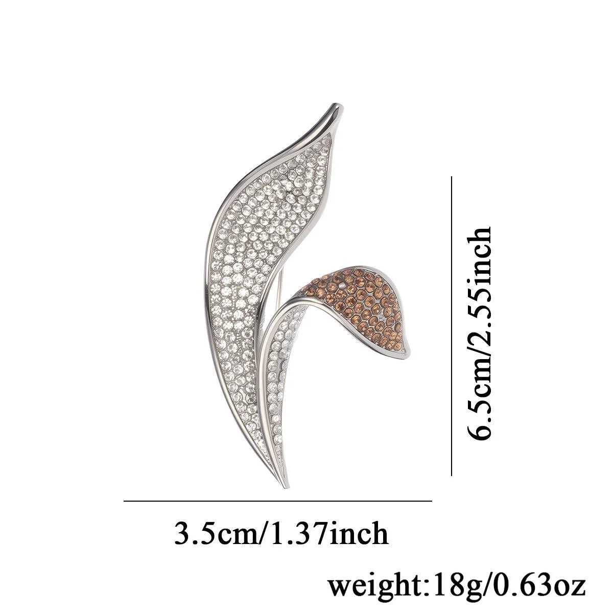 Elegant Asymmetric Leaf Rhinestone Brooch Rose Gold Tone Alloy Lapel Pin Corsage Suit Accessory Gift