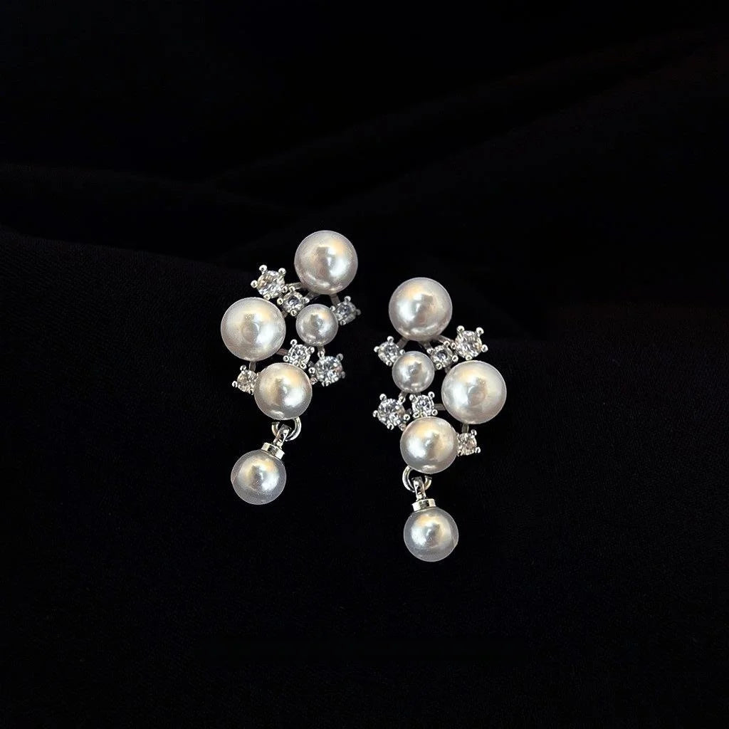 Copper Pearl Tassel Drop Earrings Geometric Luxury Fashion Jewelry