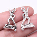 26x15mm 1.71g Antique Silver Zinc Alloy Dancing Charm Pendant for DIY Sport Music Theme Jewelry