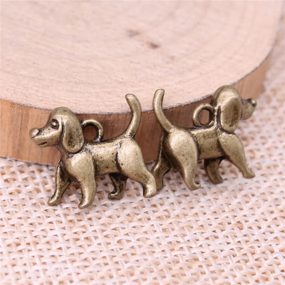 15x14x5mm 2g Multicolor Zinc Alloy 3D Dog Charm Pendant for DIY Cute Animal Jewelry Making