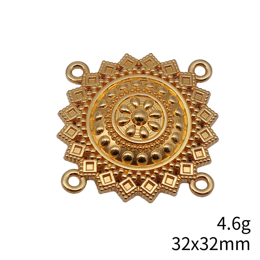 32x32mm 4.6g Multicolor Zinc Alloy 4 Hole Connector Charm for Body Chain Waist Chain Headpiece DIY