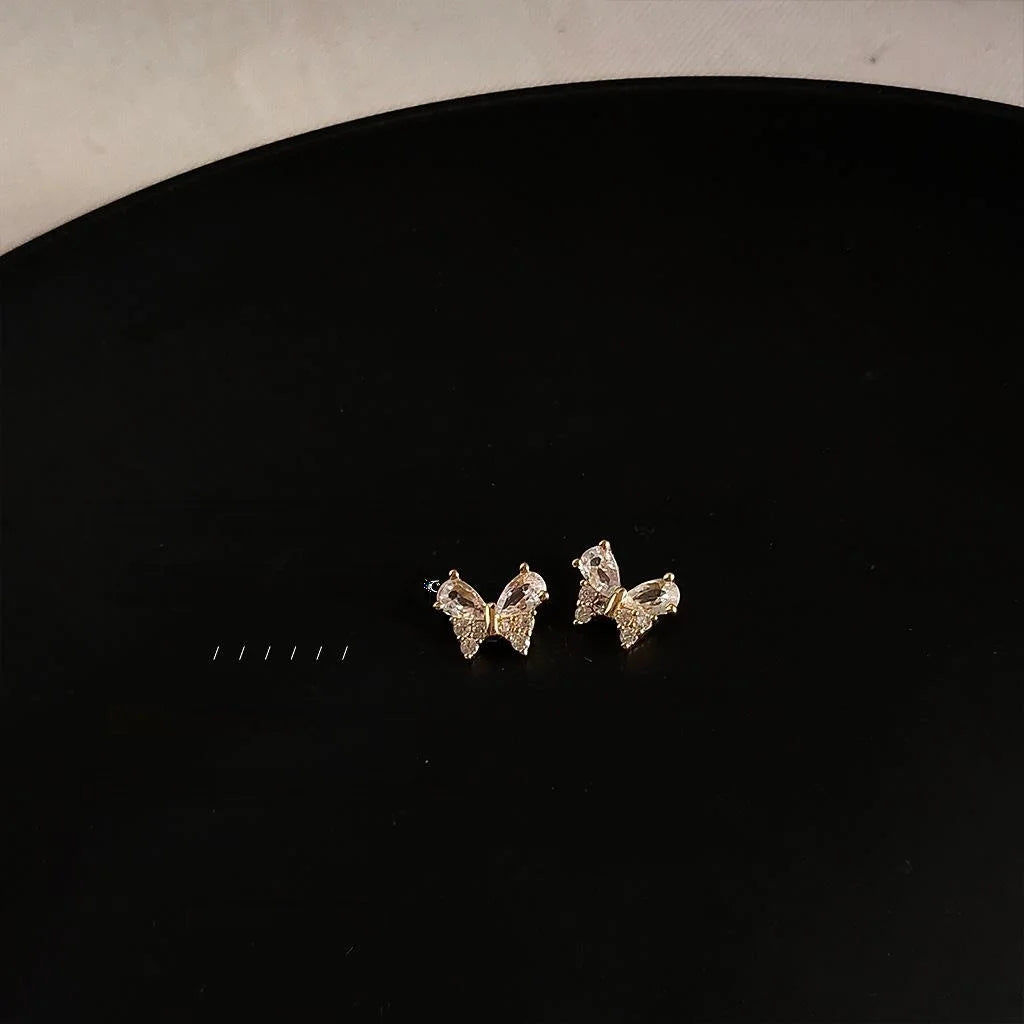 14K Gold Plated Copper Micro Pave Zircon Heart Flower Leaf Drop Earrings Minimalist Jewelry