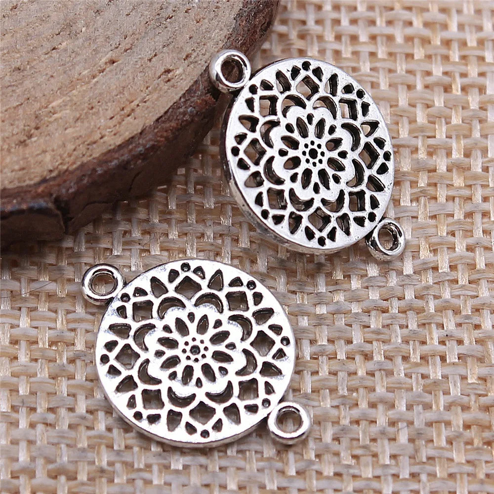 14x20mm 0.8g Multicolor Zinc Alloy Flower Filigree Connector Charm for DIY Jewelry Making