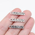 22x4mm 0.8g Antique Silver Zinc Alloy GENIUS Word Tag Charm Pendant for DIY Handmade Jewelry
