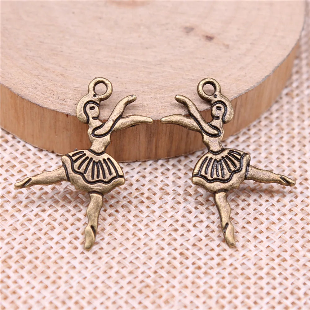 18x28mm 1g Multicolor Zinc Alloy Ballet Dancer Charm Pendant for DIY Jewelry Making