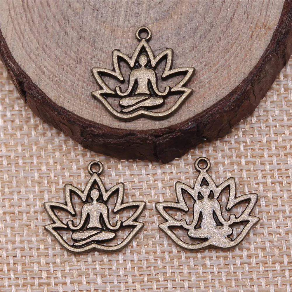 18x17mm 1.2g Multicolor Zinc Alloy Lotus Buddha Charm Pendant for DIY Jewelry Making