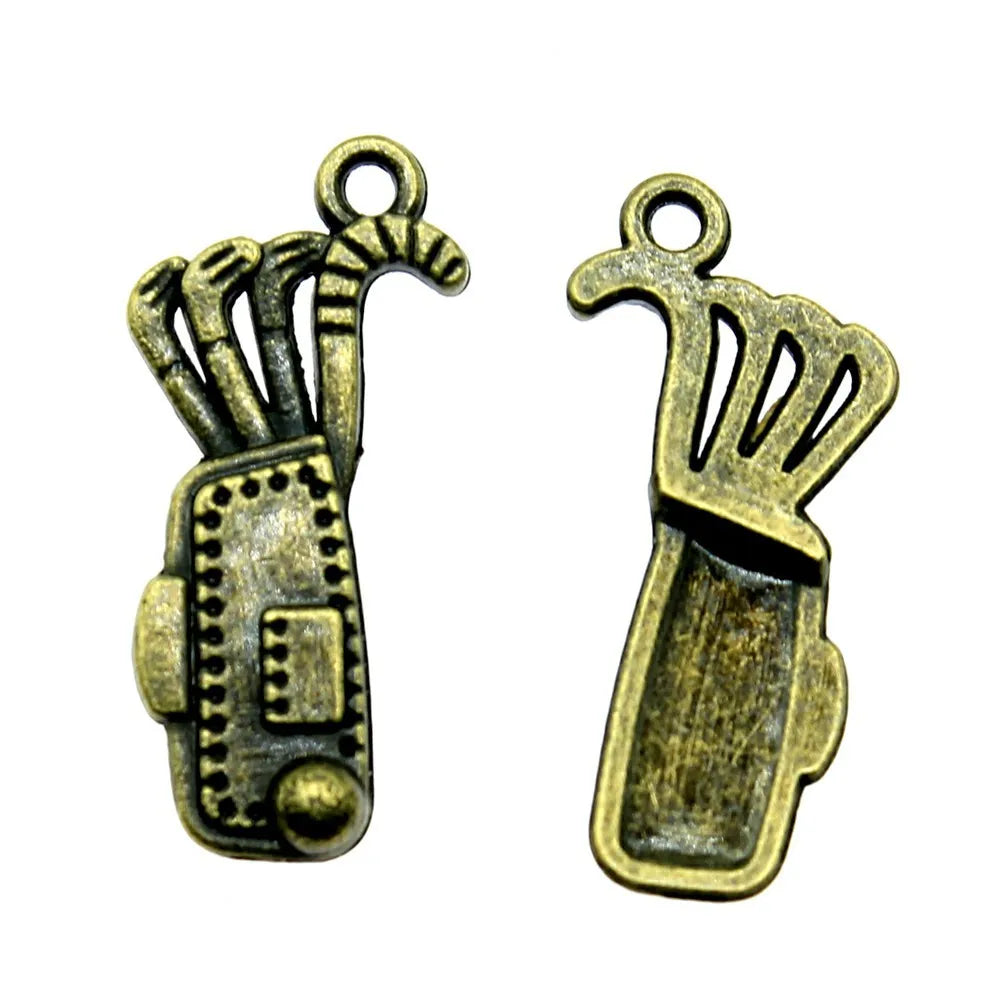 25x11mm 1.3g Multicolor Zinc Alloy Golf Bag Charm Pendant for DIY Necklace Bracelet Making