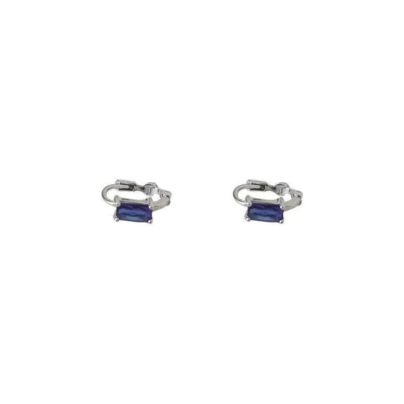 Minimalist Copper Micro Pave Blue Zircon Circle Stud Earrings For Daily Commute Jewelry