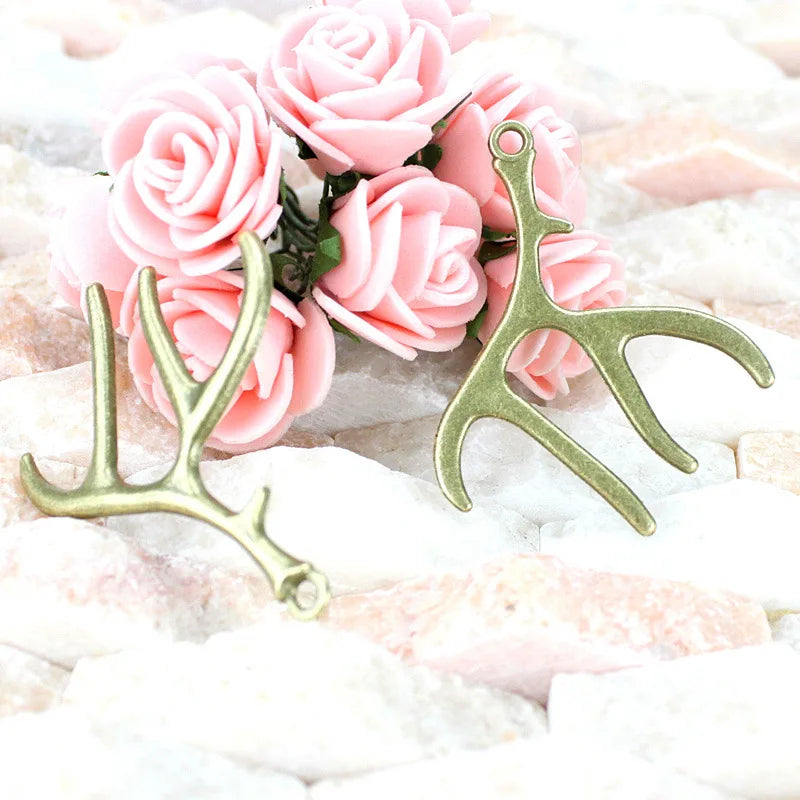 45MM Antique Silver Zinc Alloy Deer Antlers Charm Pendant for DIY Necklace Bracelet Jewelry Making