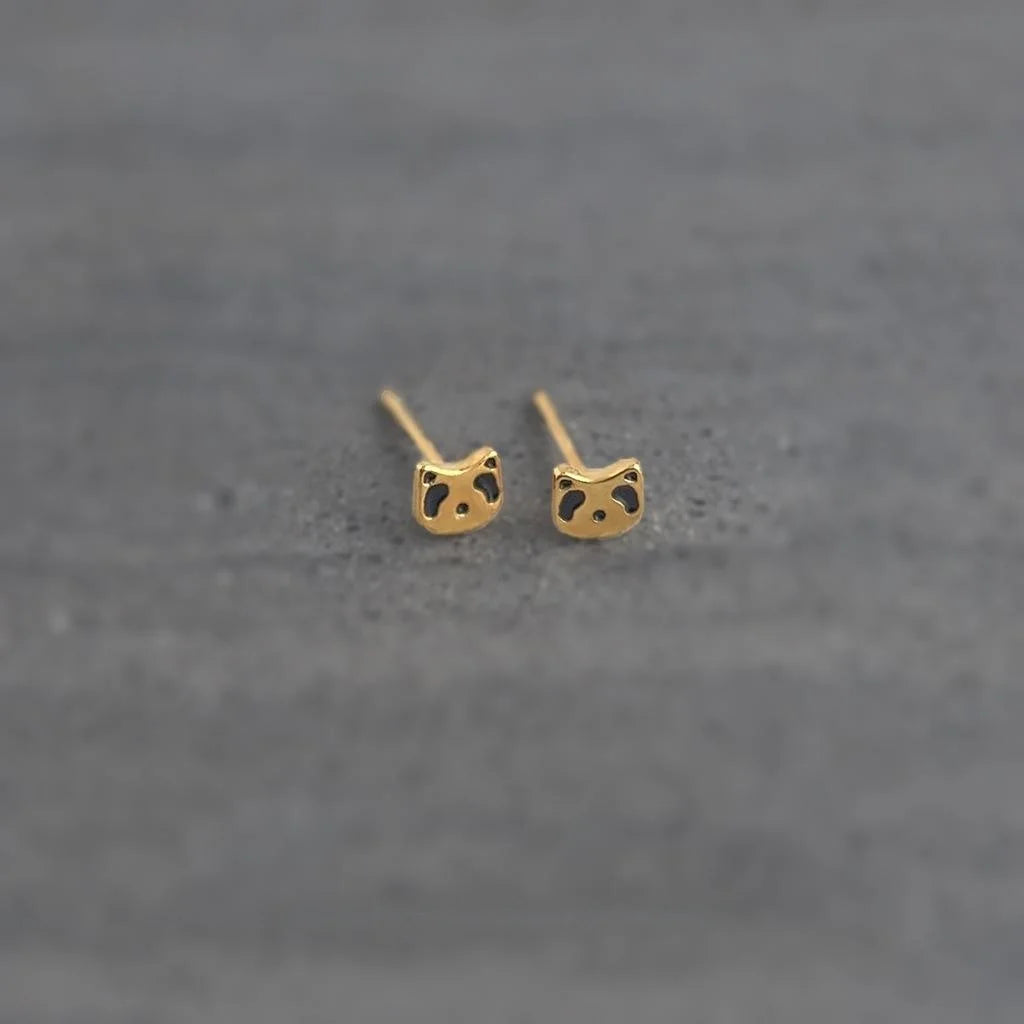 Cute Mini Panda Bear Copper Stud Earrings Korean Style Simple Geometric Animal Jewelry
