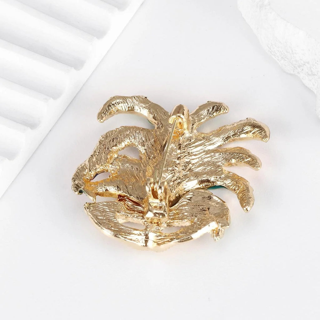 Elegant Colorful Enamel Feather Masquerade Mask Brooch With Rhinestones, Luxury Lapel Pin Suit Accessory
