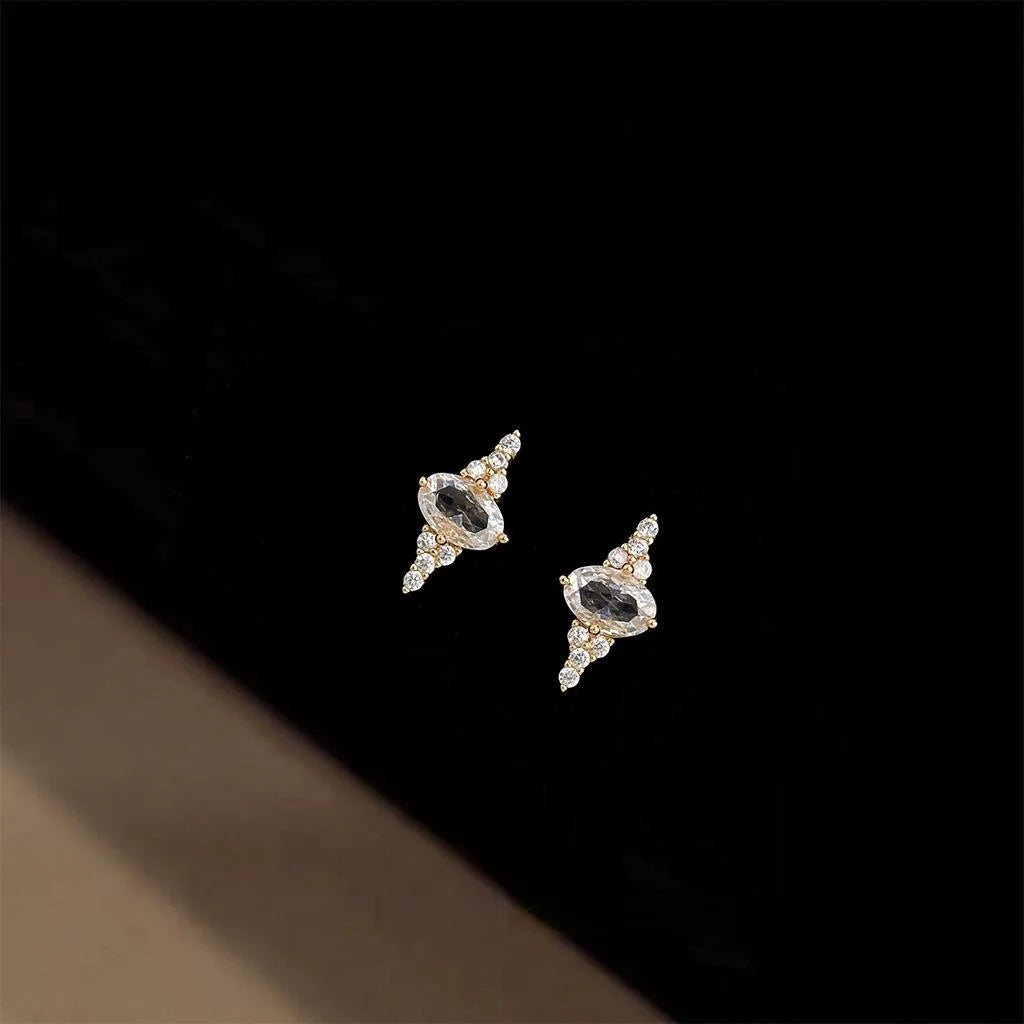 Tiny Micro Pave Zircon Copper Star Geometric Stud Earrings For Women Minimalist Everyday Jewelry