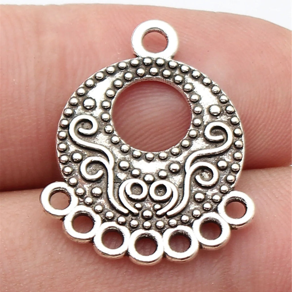 25x20mm 2.4g Antique Silver Zinc Alloy Geometric Earring Connector Charms for DIY Earring Jewelry Making