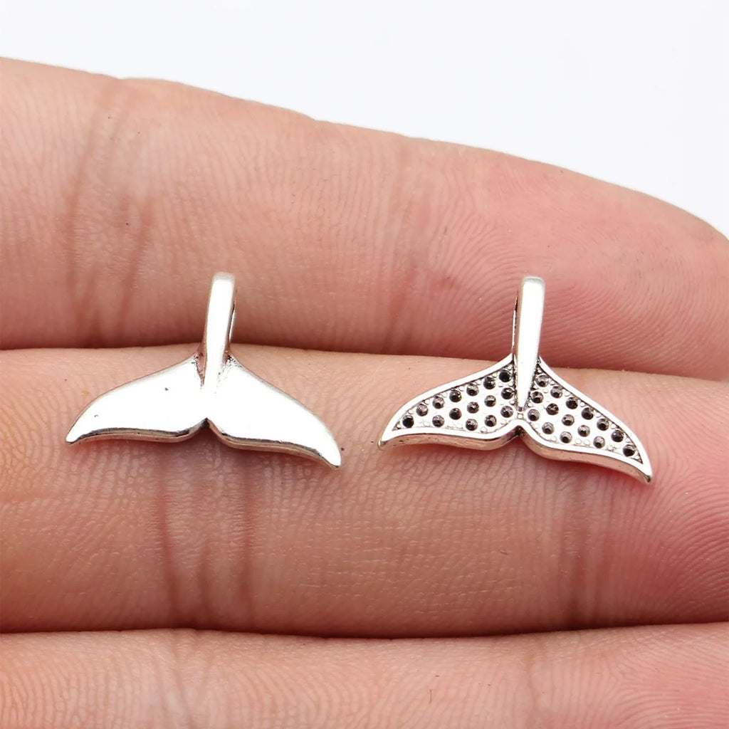 19x15mm 1.2g Antique Silver Tone Zinc Alloy Fish Tail Charm Pendant for Mermaid Theme DIY Jewelry