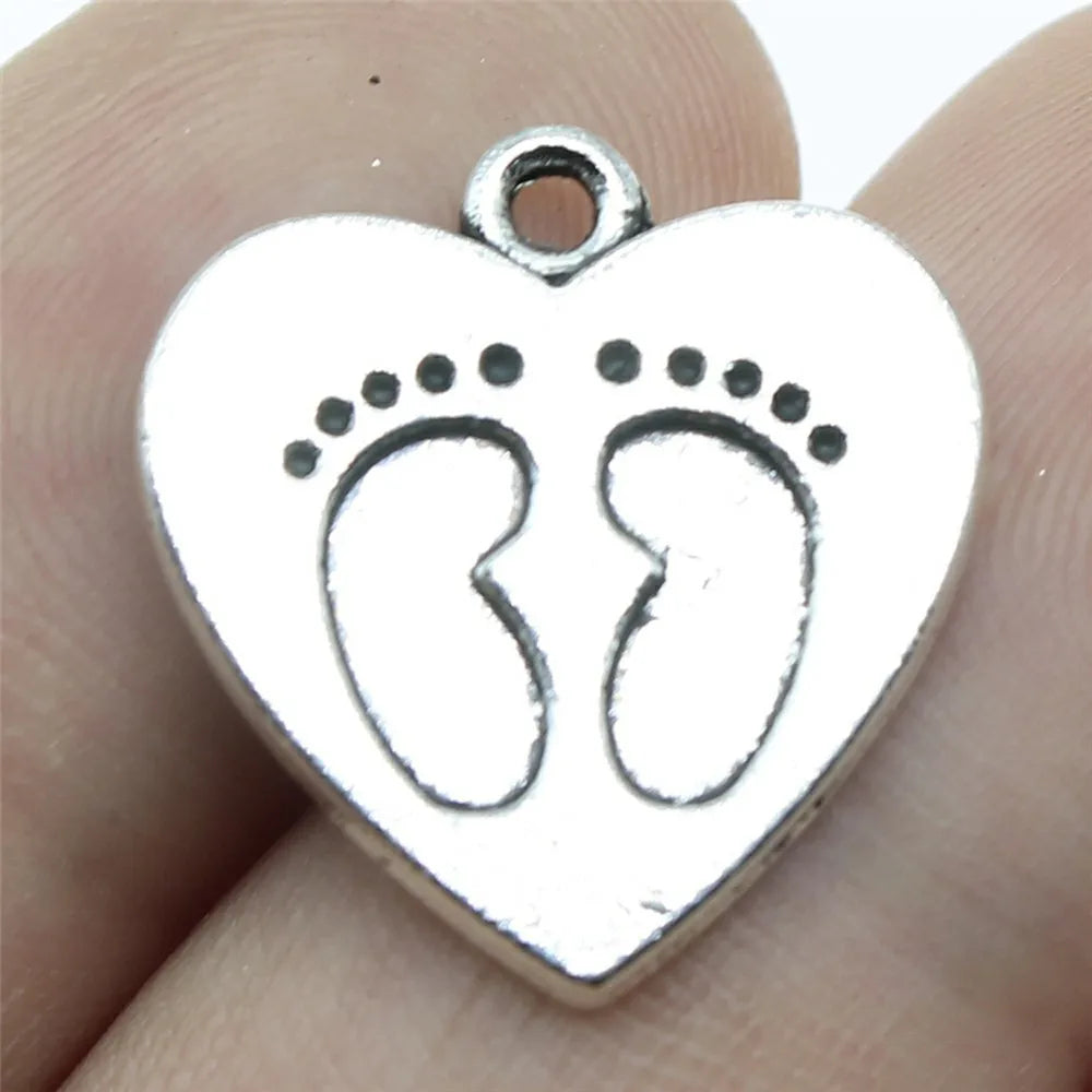 19x18mm 2g Multi Color Zinc Alloy Baby Feet Charm Pendant for DIY Jewelry and Craft Accessories