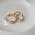 Minimalist Irregular Geometric Copper Drop Earrings, French Glossy Metal Style