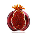 Elegant Enamel Pomegranate Brooch With Red Rhinestone Beads, Luxury Lapel Pin Corsage Suit Accessory Gift