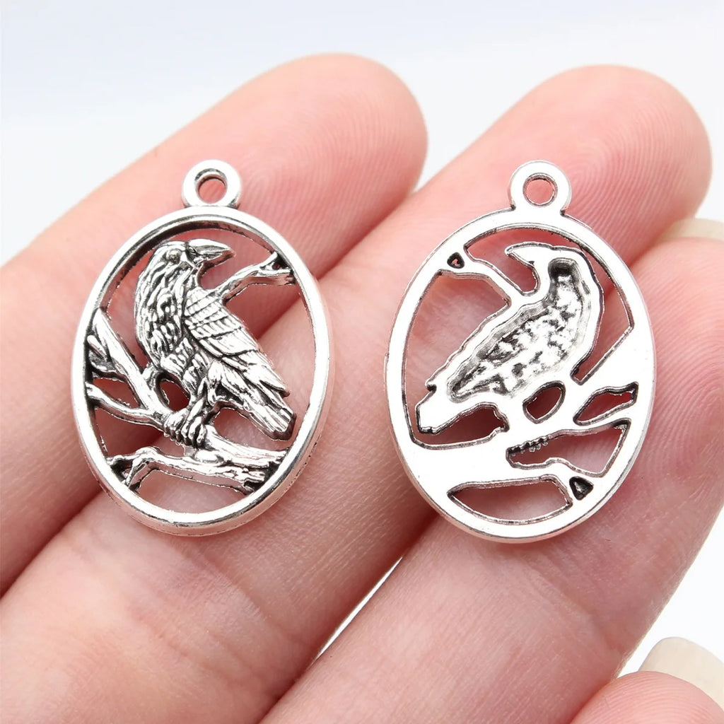 25x17mm 2g Antique Silver Zinc Alloy Crow Charm Pendant for Bracelet Necklace DIY Jewelry Making