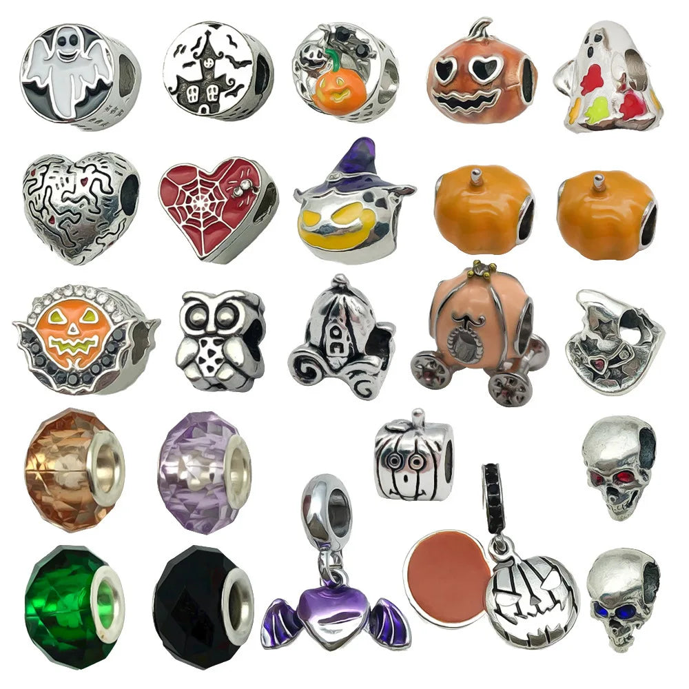 Zinc Alloy Halloween Ghost Pumpkin Carriage Large Hole Beads for DIY Bracelet Jewelry