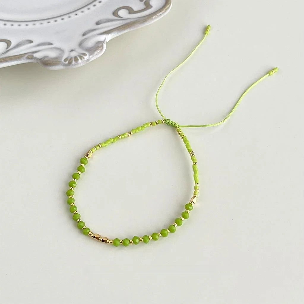Bohemian Handmade Glass Crystal Beaded Bracelet For Women Geometric Ring Vacation Jewelry