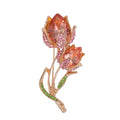 Elegant Tulip Flower Brooch With Glass Crystal Rhinestones, Rose Gold Alloy Lapel Pin Corsage Gift