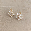 14K Gold Plated Copper Pearl Zircon Peach Blossom Stud Earrings Sweet Elegant Floral Jewelry
