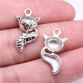 23x13mm 1.74g Antique Silver Zinc Alloy Fox Charm Pendant for DIY Animal Theme Jewelry Making