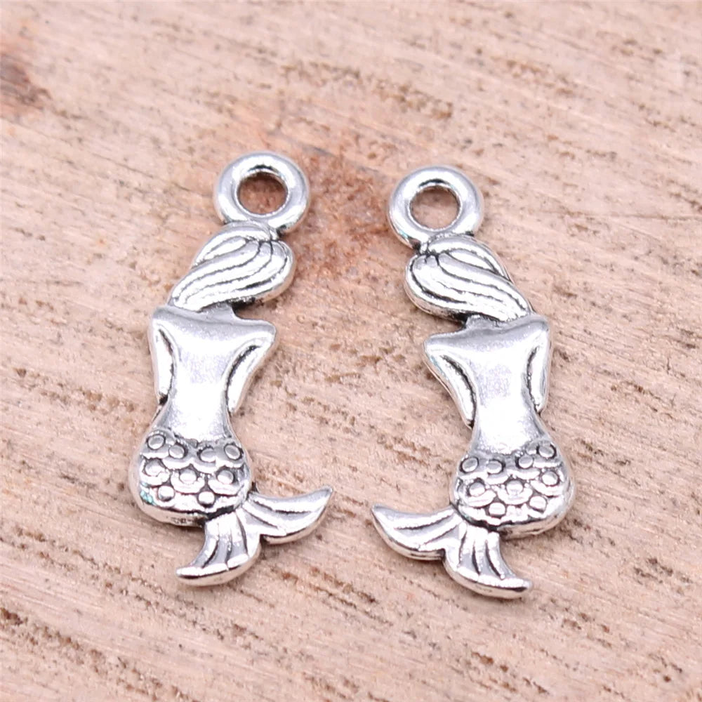 20x7mm 0.7g Multicolor Zinc Alloy Mermaid Charm Pendant for DIY Ocean Theme Jewelry Making