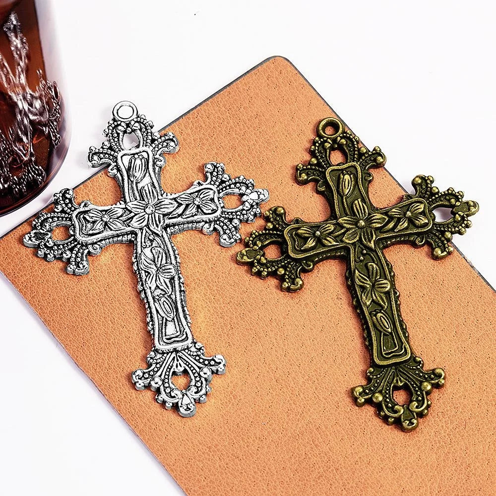 73x53MM Antique Silver Zinc Alloy Cross Charm Pendant for DIY Necklace Bracelet Jewelry Making
