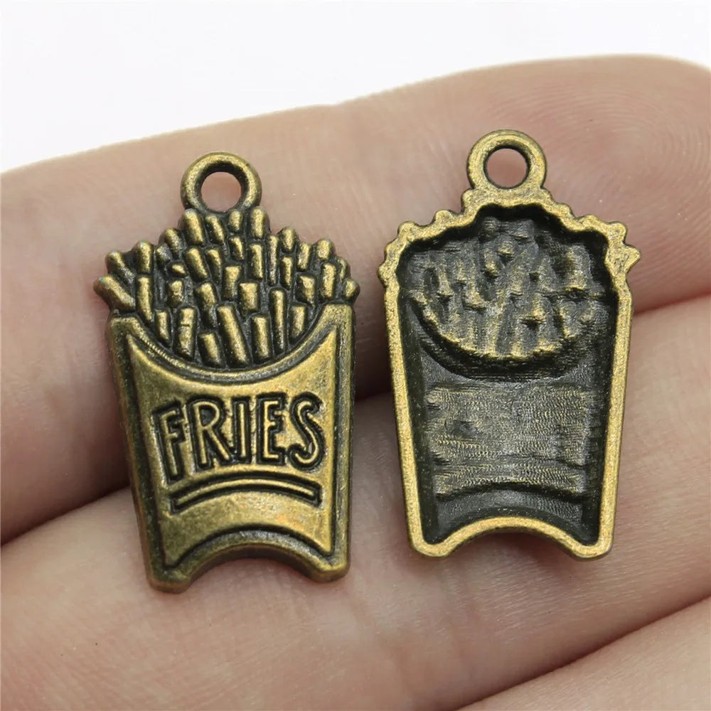 25x15mm 2.1g Multicolor Zinc Alloy French Fries Charm Pendant for DIY Food Theme Jewelry Making